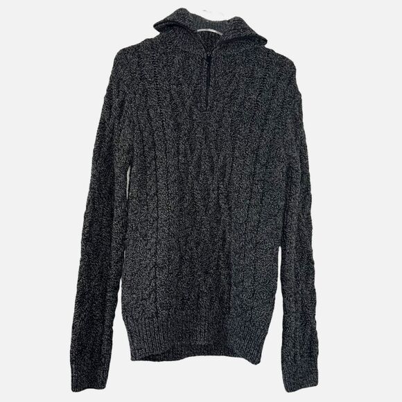 NWT THE KOOPLES Wool Cable Knit Quarter Zip Pullover Roll Neck Sweater S - Picture 2 of 9